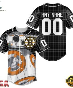 NHL Boston Bruins x BB 8 D Star War Baseball Jersey , NHL Fan Baseball Jersey Nhl Boston Bruins X BB 8 D Star War Baseball Jersey 1