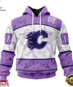 NHL Calgary Flames Special Lavender Fight Cancer Hoodie, T Shirt , NHL Hockey 3D Shirt Nhl Calgary Flames Special Lavender Fight Cancer Hoodie T Shirt 1