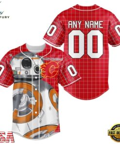 NHL Calgary Flames x BB 8 D Star War Baseball Jersey , NHL Fan Baseball Jersey Nhl Calgary Flames X BB 8 D Star War Baseball Jersey 1
