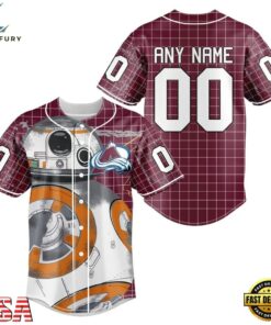 NHL Colorado Avalanche x BB 8 D Star War Baseball Jersey , NHL Fan Baseball Jersey Nhl Colorado Avalanche X BB 8 D Star War Baseball Jersey 1