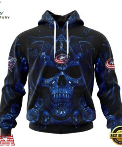 NHL Columbus Blue Jackets Special Design Halloween With Skull Art Hoodie, T Shirt , NHL Hockey 3D Shirt Nhl Columbus Blue Jackets Special Design Halloween With Skull Art Hoodie T Shirt 1