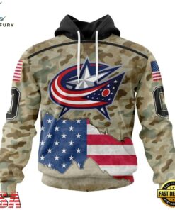 NHL Columbus Blue Jackets Specialized Kits For United State With Camo Color Hoodie, T Shirt , NHL Hockey 3D Shirt Nhl Columbus Blue Jackets Specialized Kits For United State With Camo Color Hoodie T Shirt 1