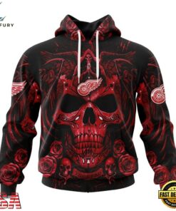 NHL Detroit Red Wings Special Design Halloween With Skull Art Hoodie, T Shirt , NHL Hockey 3D Shirt Nhl Detroit Red Wings Special Design Halloween With Skull Art Hoodie T Shirt 1