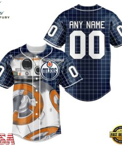 NHL Edmonton Oilers x BB 8 D Star War Baseball Jersey , NHL Fan Baseball Jersey Nhl Edmonton Oilers X BB 8 D Star War Baseball Jersey 1