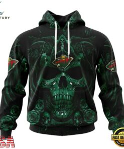 NHL Minnesota Wild Special Design Halloween With Skull Art Hoodie, T Shirt , NHL Hockey 3D Shirt Nhl Minnesota Wild Special Design Halloween With Skull Art Hoodie T Shirt 1