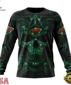 NHL Minnesota Wild Special Design Halloween With Skull Art Hoodie, T Shirt , NHL Hockey 3D Shirt Nhl Minnesota Wild Special Design Halloween With Skull Art Hoodie T Shirt 3