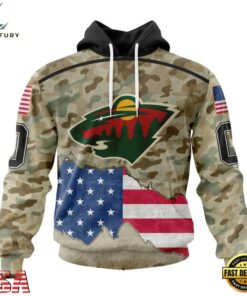 NHL Minnesota Wild Specialized Kits For United State With Camo Color Hoodie, T Shirt , NHL Hockey 3D Shirt Nhl Minnesota Wild Specialized Kits For United State With Camo Color Hoodie T Shirt 1