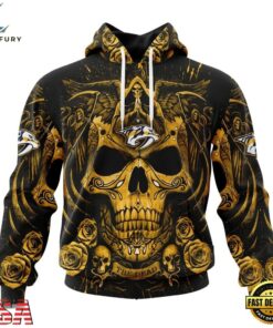 NHL Nashville Predators Special Design Halloween With Skull Art Hoodie, T Shirt , NHL Hockey 3D Shirt Nhl Nashville Predators Special Design Halloween With Skull Art Hoodie T Shirt 1