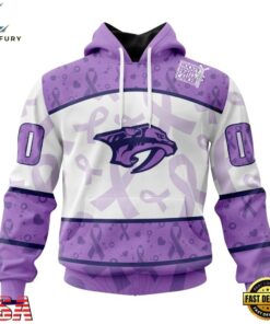 NHL Nashville Predators Special Lavender Fight Cancer Hoodie, T Shirt , NHL Hockey 3D Shirt Nhl Nashville Predators Special Lavender Fight Cancer Hoodie T Shirt 1
