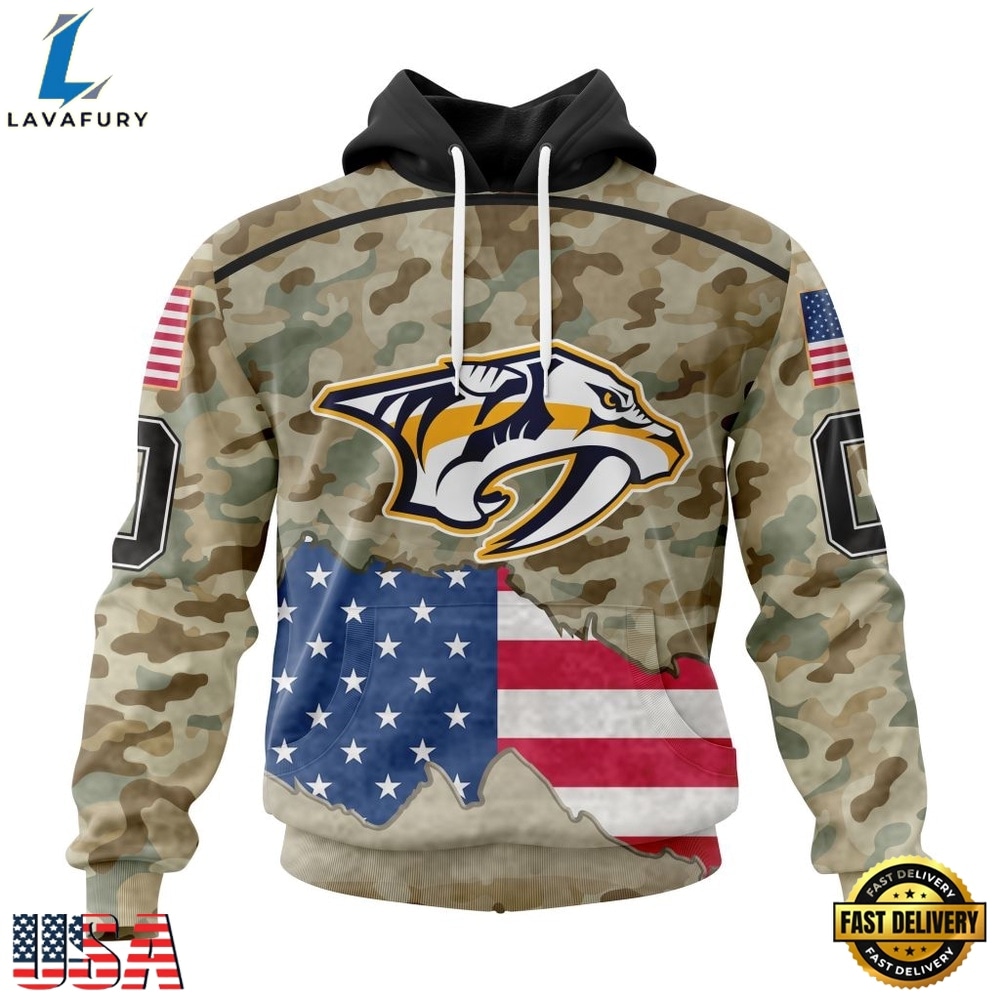 NHL Nashville Predators Specialized Kits For United State With Camo Color Hoodie, T Shirt , NHL Hockey 3D Shirt Nhl Nashville Predators Specialized Kits For United State With Camo Color Hoodie T Shirt 1