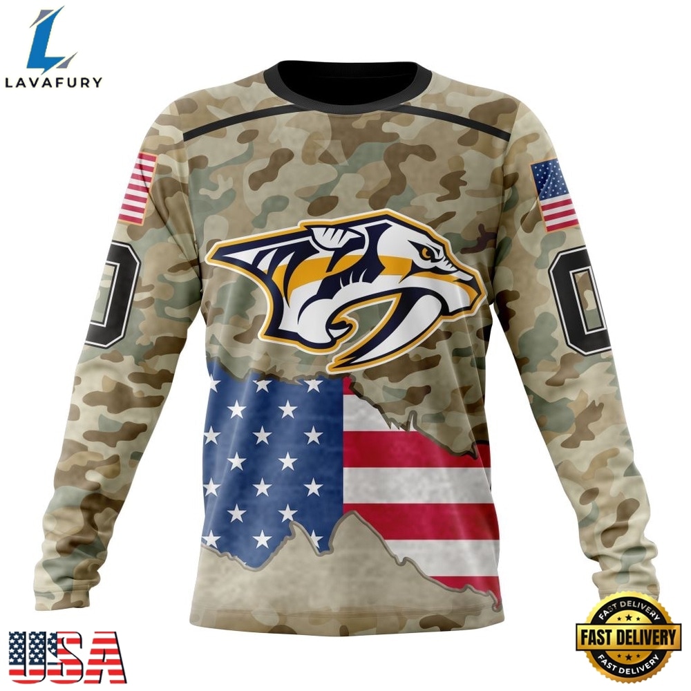 NHL Nashville Predators Specialized Kits For United State With Camo Color Hoodie, T Shirt , NHL Hockey 3D Shirt Nhl Nashville Predators Specialized Kits For United State With Camo Color Hoodie T Shirt 3