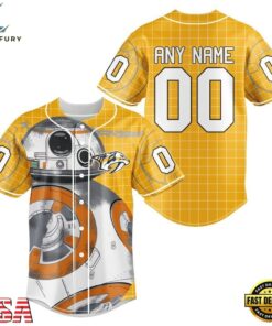 NHL Nashville Predators x BB 8 D Star War Baseball Jersey , NHL Fan Baseball Jersey Nhl Nashville Predators X BB 8 D Star War Baseball Jersey 1