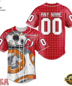 NHL New Jersey Devils x BB 8 D Star War Baseball Jersey , NHL Fan Baseball Jersey Nhl New Jersey Devils X BB 8 D Star War Baseball Jersey 1