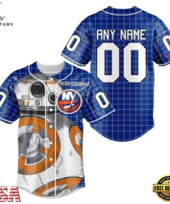 NHL New York Islanders x BB 8 D Star War Baseball Jersey , NHL Fan Baseball Jersey Nhl New York Islanders X BB 8 D Star War Baseball Jersey 1