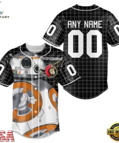 NHL Ottawa Senators x BB 8 D Star War Baseball Jersey , NHL Fan Baseball Jersey Nhl Ottawa Senators X BB 8 D Star War Baseball Jersey 1