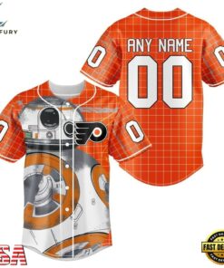 NHL Philadelphia Flyers x BB 8 D Star War Baseball Jersey , NHL Fan Baseball Jersey Nhl Philadelphia Flyers X BB 8 D Star War Baseball Jersey 1