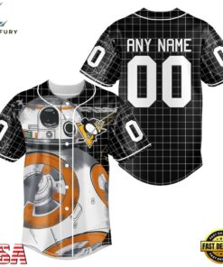 NHL Pittsburgh Penguins x BB 8 D Star War Baseball Jersey , NHL Fan Baseball Jersey Nhl Pittsburgh Penguins X BB 8 D Star War Baseball Jersey 1