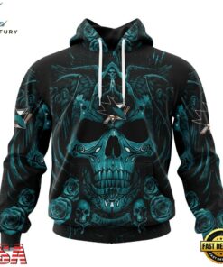 NHL San Jose Sharks Special Design Halloween With Skull Art Hoodie, T Shirt , NHL Hockey 3D Shirt Nhl San Jose Sharks Special Design Halloween With Skull Art Hoodie T Shirt 1