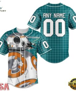 NHL San Jose Sharks x BB 8 D Star War Baseball Jersey , NHL Fan Baseball Jersey Nhl San Jose Sharks X BB 8 D Star War Baseball Jersey 1