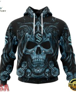 NHL Seattle Kraken Special Design Halloween With Skull Art Hoodie, T Shirt , NHL Hockey 3D Shirt Nhl Seattle Kraken Special Design Halloween With Skull Art Hoodie T Shirt 1