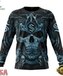 NHL Seattle Kraken Special Design Halloween With Skull Art Hoodie, T Shirt , NHL Hockey 3D Shirt Nhl Seattle Kraken Special Design Halloween With Skull Art Hoodie T Shirt 3