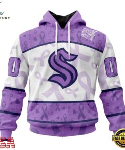 NHL Seattle Kraken Special Lavender Fight Cancer Hoodie, T Shirt , NHL Hockey 3D Shirt Nhl Seattle Kraken Special Lavender Fight Cancer Hoodie T Shirt 1