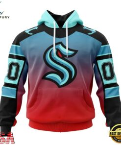 NHL Seattle Kraken Special Retro Gradient Design Hoodie, T Shirt, NHL Hockey 3D Shirt Nhl Seattle Kraken Special Retro Gradient Design Hoodie T Shirt 1