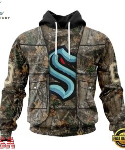 NHL Seattle Kraken Specialized Unisex Vest Kits With Realtree Camo Hoodie, T Shirt, NHL Hockey 3D Shirt Nhl Seattle Kraken Specialized Unisex Vest Kits With Realtree Camo Hoodie T Shirt 1