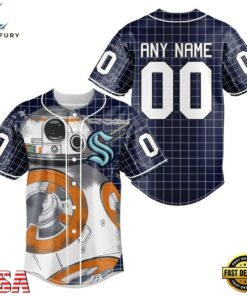 NHL Seattle Kraken x BB 8 D Star War Baseball Jersey , NHL Fan Baseball Jersey Nhl Seattle Kraken X BB 8 D Star War Baseball Jersey 1