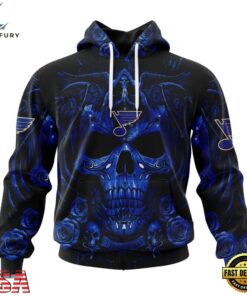 NHL St Louis Blues Special Design Halloween With Skull Art Hoodie, T Shirt , NHL Hockey 3D Shirt Nhl ST Louis Blues Special Design Halloween With Skull Art Hoodie T Shirt 1