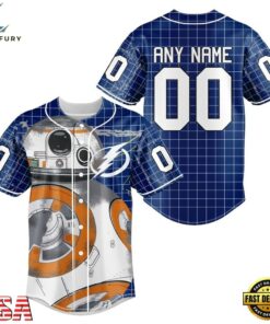 NHL Tampa Bay Lightning x BB 8 D Star War Baseball Jersey , NHL Fan Baseball Jersey Nhl Tampa Bay Lightning X BB 8 D Star War Baseball Jersey 1