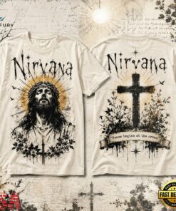 Nirvana Peace Begins at the Cross Jesus 3D Shirt, Trending Music 3D Tee Nirvana Peace Begins AT The Cross Jesus 3D Shirt
