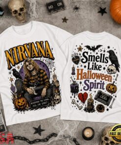 Nirvana Smells Like Halloween Spirit 3D Shirt, Trending Music 3D Tee Nirvana Smells Like Halloween Spirit 3D Shirt