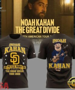 Noah Kahan x San Diego Padres The Great Divide Tour 2026 T Shirt, Viral 3D Graphic Tee Noah Kahan X San Diego Padres The Great Divide Tour 2026 T Shirt