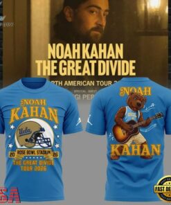 Noah Kahan x UCLA Bruins Football The Great Divide Tour 2026 T Shirt, Trending Music 3D Tee Noah Kahan X Ucla Bruins Football The Great Divide Tour 2026 T Shirt