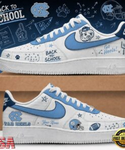 North Carolina Tar Heels 2026 NCAA Football Back To School Air Force 1 Shoes Sneakers , NCAA Fan AF1 Shoes North Carolina Tar Heels 2026 Ncaa Football Back TO School Air Force 1 Shoes Sneakers