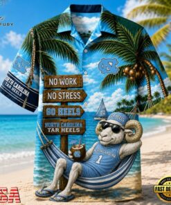 North Carolina Tar Heels NCAA No Work No Stress Hawaiian Shirt , NCAA Team Hawaiian Shirt North Carolina Tar Heels Ncaa NO Work NO Stress Hawaiian Shirt