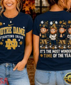 Notre Dame Fighting Irish 2026 NCAA Autumn Festive Cheer T Shirt , NCAA 3D Graphic Tee Notre Dame Fighting Irish 2026 Ncaa Autumn Festive Cheer T Shirt