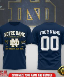Notre Dame Fighting Irish NCAA Campus Pride Back to School 2026 Personalized 3D Shirt , NCAA 3D Graphic Tee Notre Dame Fighting Irish Ncaa Campus Pride Back TO School 2026 Personalized 3D Shirt