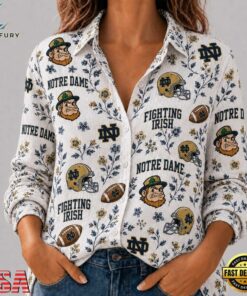 Notre Dame Fighting Irish NCAA College Spirit Blossoms Women Casual Shirt, Trendy NCAA Women Shirt Notre Dame Fighting Irish Ncaa College Spirit Blossoms Women Casual Shirt