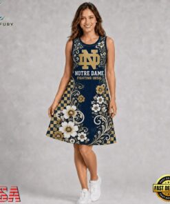 Notre Dame Fighting Irish NCAA Sporty Floral Elegance Women’s Sleeveless Dress, NCAA Women Summer Dress Notre Dame Fighting Irish Ncaa Sporty Floral Elegance Women S Sleeveless Dress