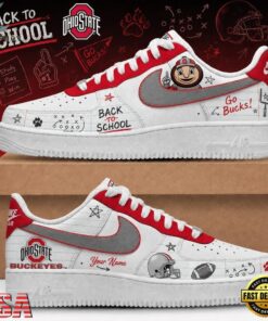 Ohio State Buckeyes 2026 NCAA Football Back To School Air Force 1 Shoes Sneakers , NCAA New Design Shoes Ohio State Buckeyes 2026 Ncaa Football Back TO School Air Force 1 Shoes Sneakers