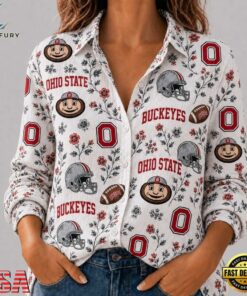 Ohio State Buckeyes NCAA College Spirit Blossoms Women Casual Shirt, Trendy NCAA Women Shirt Ohio State Buckeyes Ncaa College Spirit Blossoms Women Casual Shirt