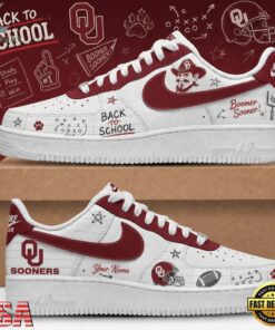 Oklahoma Sooners 2026 NCAA Football Back To School Air Force 1 Shoes Sneakers , NCAA New Design Shoes Oklahoma Sooners 2026 Ncaa Football Back TO School Air Force 1 Shoes Sneakers