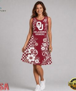Oklahoma Sooners NCAA Sporty Floral Elegance Women’s Sleeveless Dress, NCAA Women Summer Dress Oklahoma Sooners Ncaa Sporty Floral Elegance Women S Sleeveless Dress