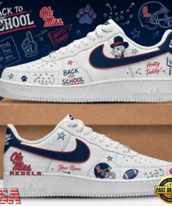 Ole Miss Rebels 2026 NCAA Football Back To School Air Force 1 Shoes Sneakers , NCAA Fan AF1 Shoes Ole Miss Rebels 2026 Ncaa Football Back TO School Air Force 1 Shoes Sneakers