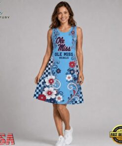 Ole Miss Rebels NCAA Sporty Floral Elegance Women’s Sleeveless Dress, NCAA Women Summer Dress Ole Miss Rebels Ncaa Sporty Floral Elegance Women S Sleeveless Dress