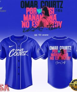 Omar Courtz Por Si Manana No Estoy Tour Signature Blue Design Baseball Jersey, Music Artist Baseball Jersey Omar Courtz Por SI Manana NO Estoy Tour Signature Blue Design Baseball Jersey