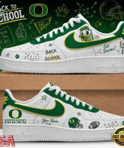 Oregon Ducks 2026 NCAA Football Back To School Air Force 1 Shoes Sneakers , NCAA New Design Shoes Oregon Ducks 2026 Ncaa Football Back TO School Air Force 1 Shoes Sneakers