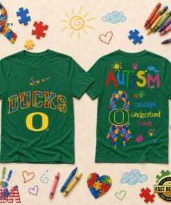 Oregon Ducks NCAA Autism Awareness Puzzle Ribbon T Shirt , NCAA 3D Graphic Tee Oregon Ducks Ncaa Autism Awareness Puzzle Ribbon T Shirt